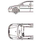 CAD Library: Grundriß Audi A3, Auto 2D Ansicht