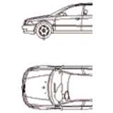 CAD Library: Audi A4 Avant, Auto, 2D Ansicht und Grundriß 