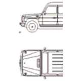 CAD Library: Mercedes Geländewagen, 2D Auto, Ansicht und Grundriß