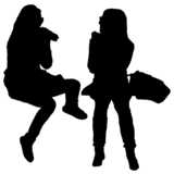 Masked Images: 2 Mädchen, sitzend, Scherenschnitt