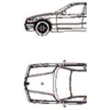 CAD Library: BMW 3er Touring, 2D Auto, Grundriß und Ansicht