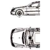 CAD Library: Mercedes S-Klasse, 2D Auto, Ansicht und Grundriß