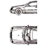 CAD Library: Mercedes CLK, 2D Auto, Ansicht und Grundriß