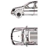 CAD Library: Mercedes M-Klasse, 2D SUV Auto, Ansicht und Grundriß